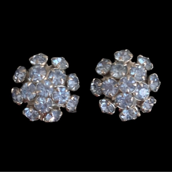 Blue Rhinestones crystal vintage screw back earrings - Picture 1 of 6